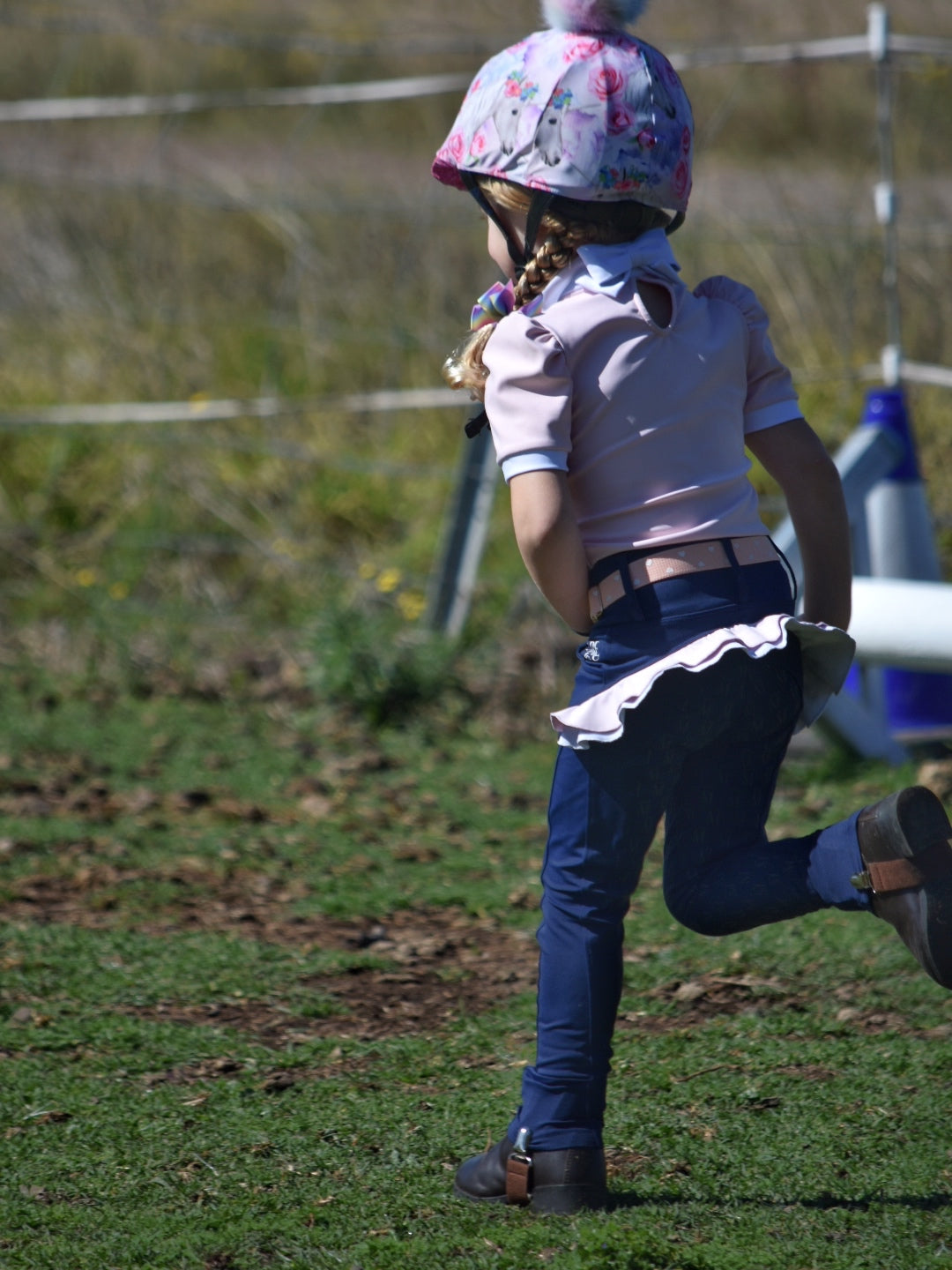 Mare and Me Pink Ballet Frill Riding Tights in Navy