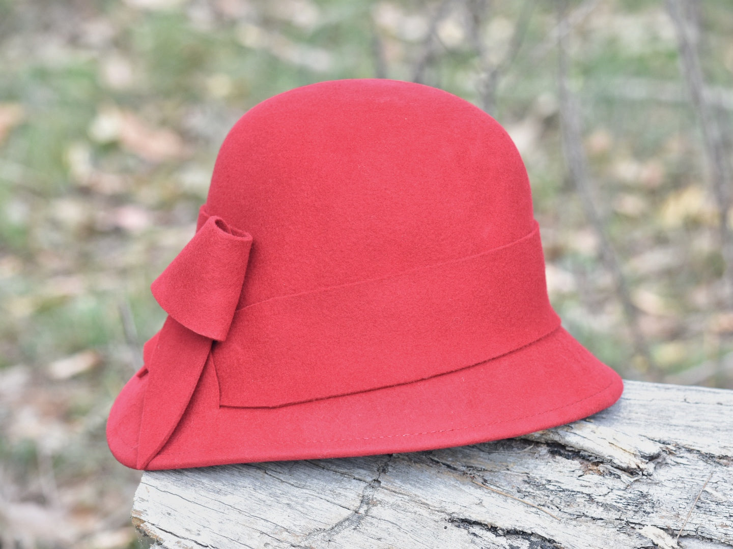 Elegant Red Wool Horse Showing Hat