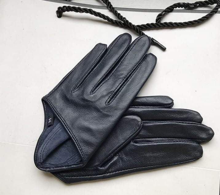 Genuine Leather Half Hand Driving Gloves