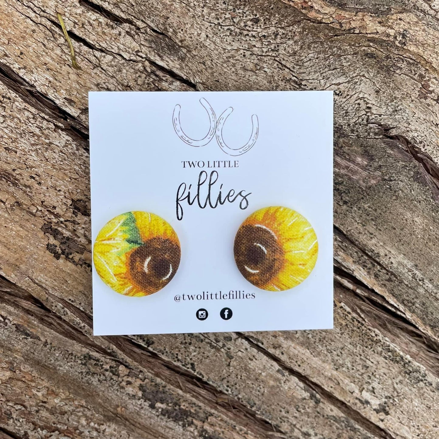 Handcrafted Sunflower Fabric Studs