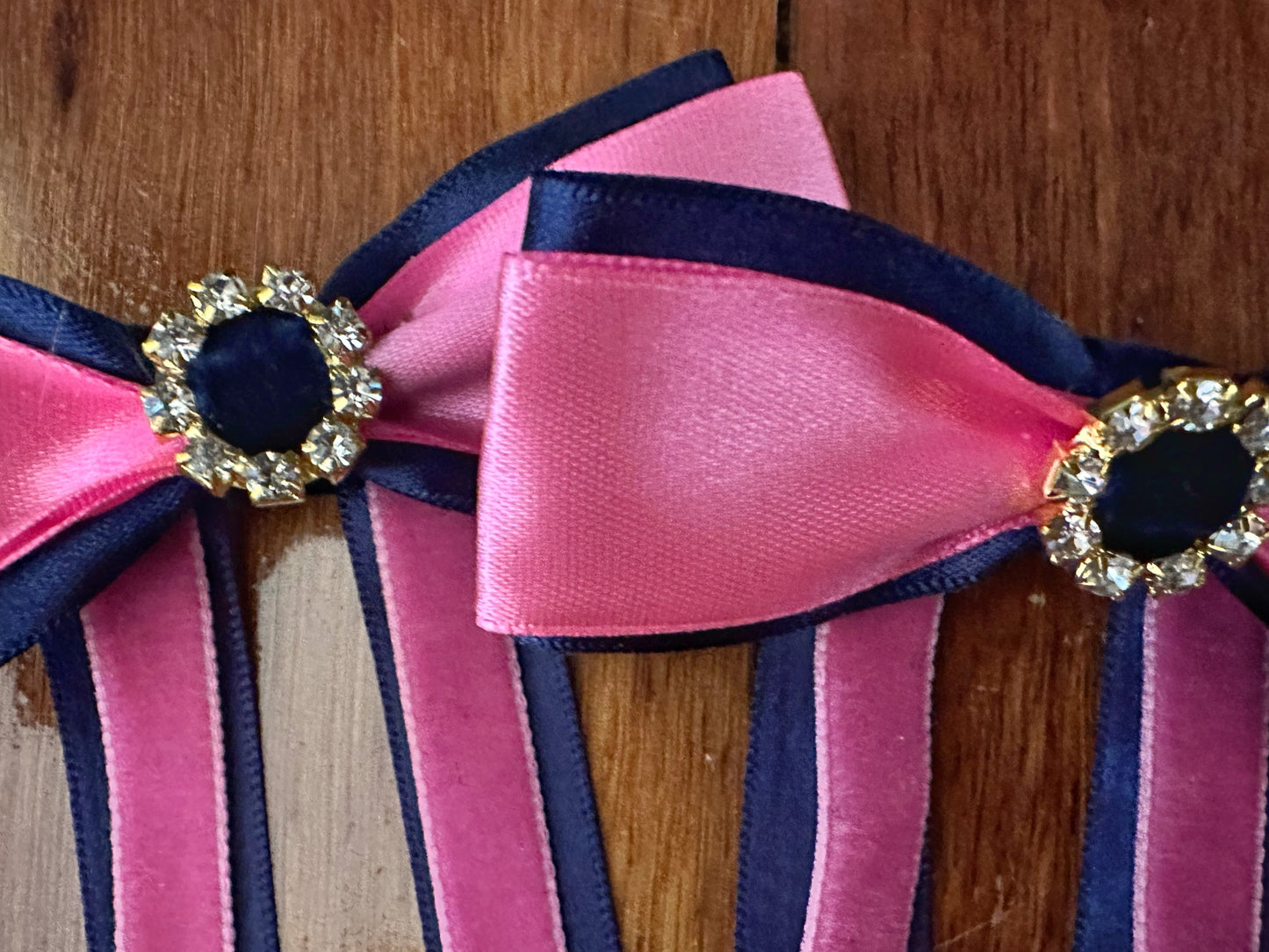 Navy/Pink/Gold Leading Rein Bows