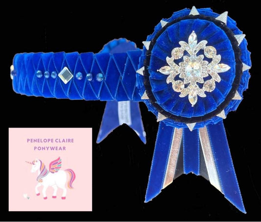 Royal Blue & Silver Open Pony Browband 13.5"