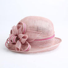 Latte Sinamay Hat with Pink Accents