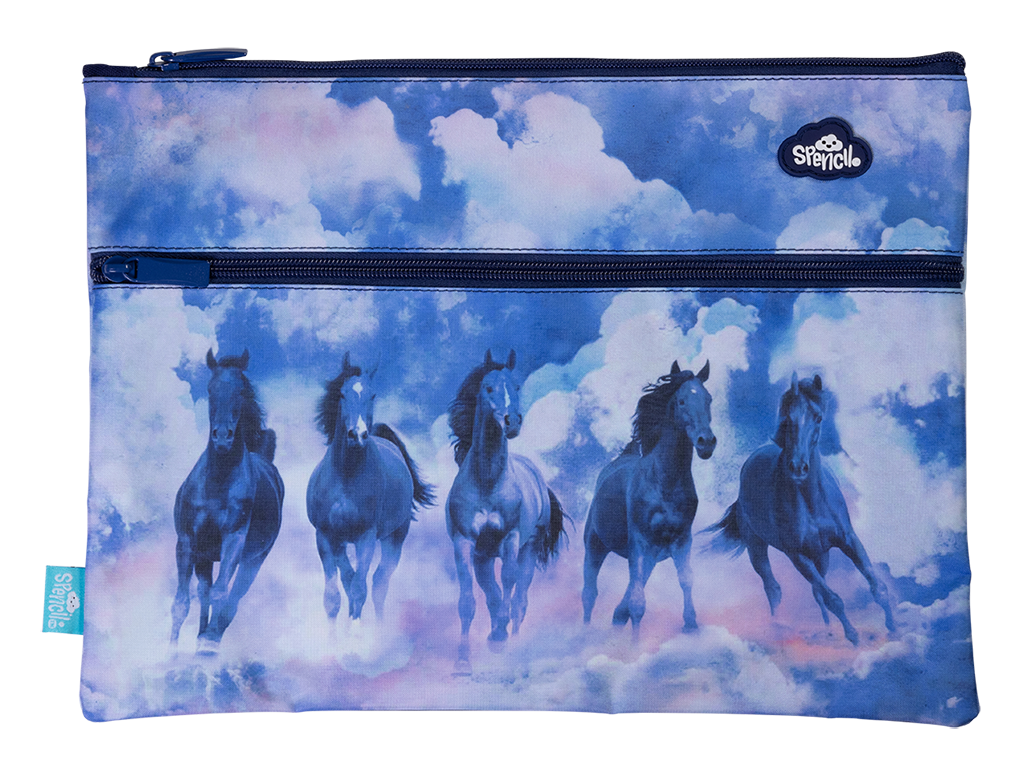 Spencil Sky Dancer Horses A4 Twin Zip Pencil Case