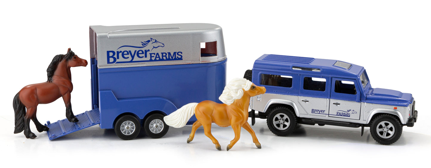 Breyer Stablemates Farms Land Rover & Tag-A-Long Trailer