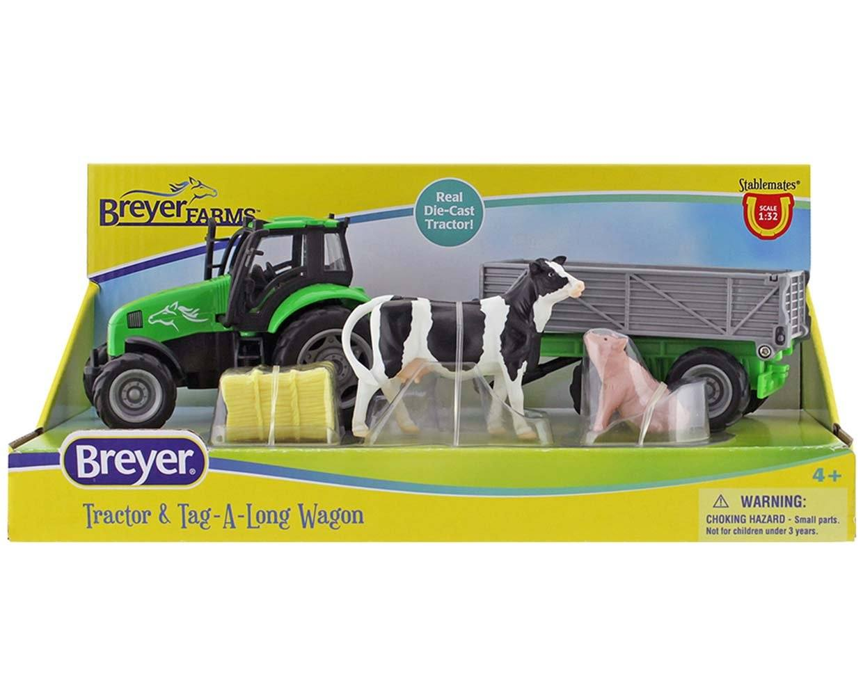 Breyer Farms Green Tractor and Tag A Long Trailer